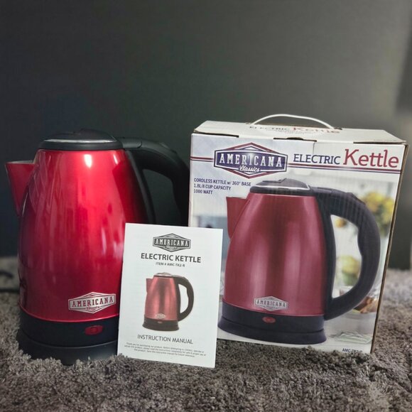 Brand New Americana Classics Electric Cordless Kettle Red - 8 Cup - Picture 1 of 7